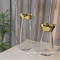 gold rimmed round tall flower vases glass